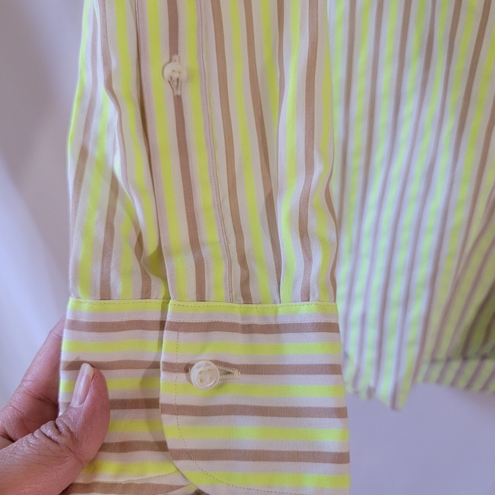 SID MASHBURN Yellow Brown Striped Button-Up Shirt Mens Sz M Quite Luxury Office - Picture 7 of 12